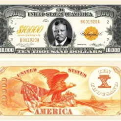 Egpull<100 - $10,000.00 Ten Thousand Dollar Gold Certificate Novelty Bill Play Money - Miniature Marvels: Airplane Models & Painted Dice