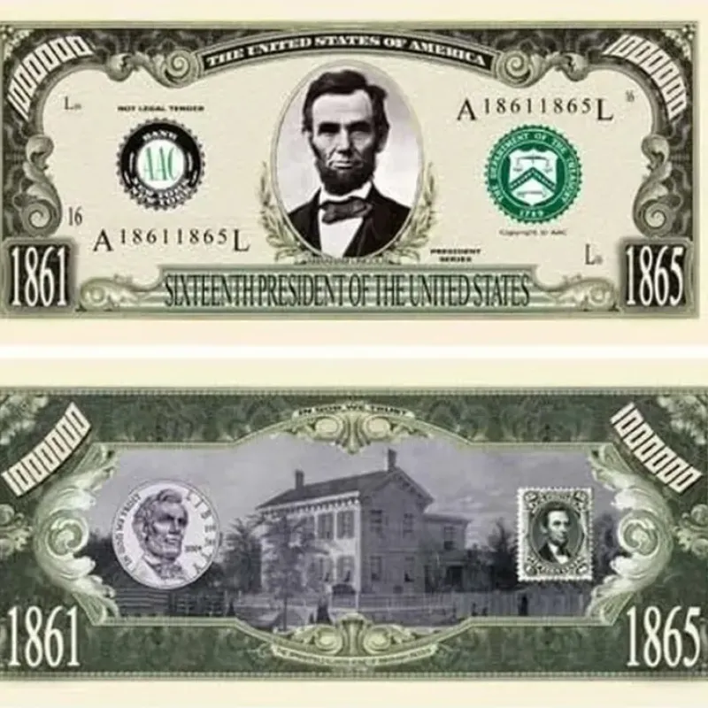 Egpull<1000 - President Abraham Lincoln Million Dollar Novelty Money Patriotic Bills - Miniature Marvels: Airplane Models & Painted Dice