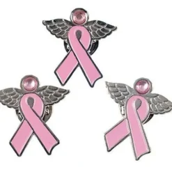 Egpull<12 Angel Pins with Wings ~ Pink Ribbon Breast Cancer Awareness Cure Charm Set - Miniature Marvels: Airplane Models & Painted Dice