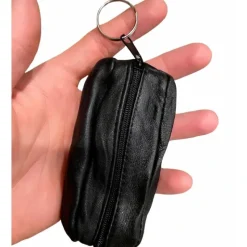 Egpull<12  Black Faux Leather 2-Pocket Zippered Key Chain Coin Money Bag Purse Pouch - Miniature Marvels: Airplane Models & Painted Dice
