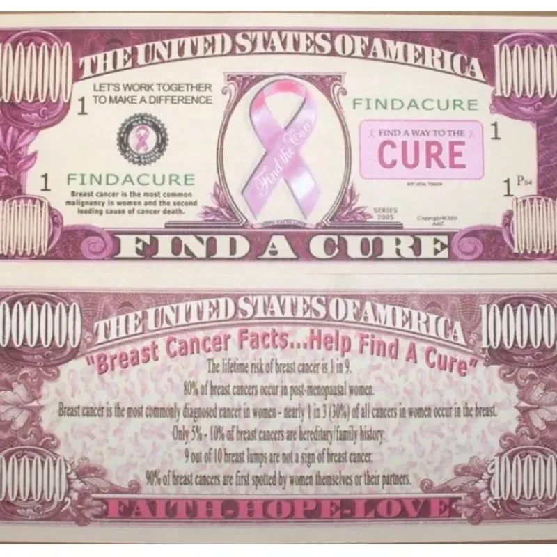 Egpull<100 Breast Cancer Awareness collectible novelty money educational bills - Miniature Marvels: Airplane Models & Painted Dice