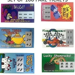 Egpull<100 Fake Lotto Lottery Tickets Prank Joke - Funny Novelty Gag Joke - Miniature Marvels: Airplane Models & Painted Dice
