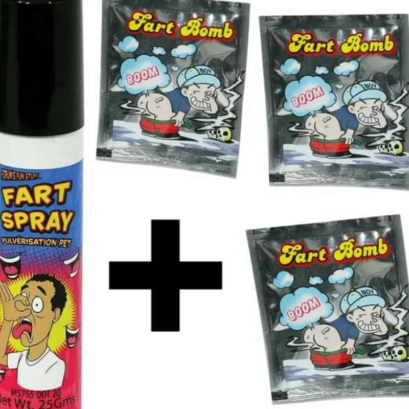 Egpull<1 Fart Spray Can + 3 Fart Bombs - Combo Gag Prank Set - Miniature Marvels: Airplane Models & Painted Dice
