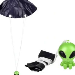 Egpull<4 Piece - 1.75" Galactic Green Alien Paratrooper - UFO Parachute Child Toy Gifts - Miniature Marvels: Airplane Models & Painted Dice