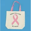 Egpull<12 Pink Ribbon Breast Cancer Awareness Canvas Tote Bags ~ (1 dozen) - Miniature Marvels: Airplane Models & Painted Dice