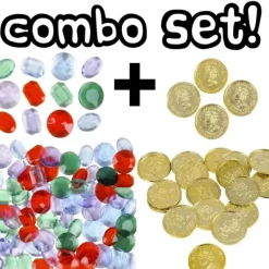 Egpull<144 Plastic Gold Coin Pirate Treasure Chest + 144 Gems Jewelery Diamonds Jewels - Miniature Marvels: Airplane Models & Painted Dice