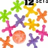 Egpull<12 Sets Large Size Neon Color Jacks and Rubber Bounce Ball Classic Kids Children Games (1 dz) - Miniature Marvels: Airplane Models & Painted Dice