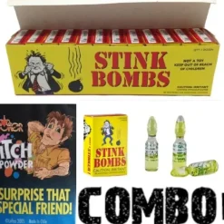 Egpull<36 Stink Bombs + 1 Itching Itch Powder Pack - COMBO GaG Prank Joke Set - Miniature Marvels: Airplane Models & Painted Dice