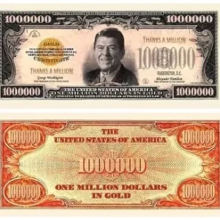 Egpull<100 "Thanks A Million" Ronald Reagan Dollar Gold Certificate Banknote Bills - Miniature Marvels: Airplane Models & Painted Dice