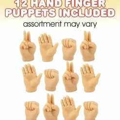 Egpull<12 Tiny Hand Finger Trick Realistic Soft Puppet Mini GaG Rock Paper Scissor Toy - Miniature Marvels: Airplane Models & Painted Dice