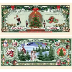 Egpull<1000 TOTAL - Christmas Tree Holiday Santa $25 Dollar Novelty Money Gift Bills - Miniature Marvels: Airplane Models & Painted Dice