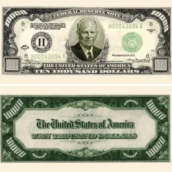 Egpull<1000 TOTAL - Eisenhower $10,000.00 Ten Thousand Money Bill Party Fake Novelty - Miniature Marvels: Airplane Models & Painted Dice