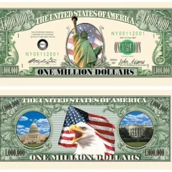 Egpull<1000 TOTAL - Million Dollar Color Statue Liberty Money Bills Party Fake Novelty - Miniature Marvels: Airplane Models & Painted Dice