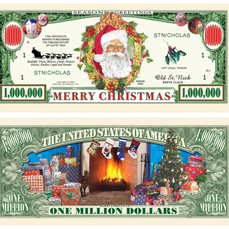 Egpull<100 TOTAL - Million Dollar Santa Claus Dollar Merry Christmas Holiday Gift Bills - Miniature Marvels: Airplane Models & Painted Dice