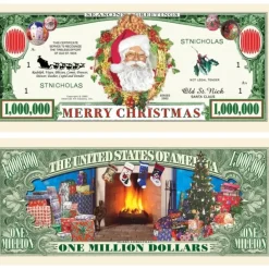 Egpull<1000 TOTAL - Million Dollar Santa Claus Dollar Merry Christmas Holiday Bills - Miniature Marvels: Airplane Models & Painted Dice