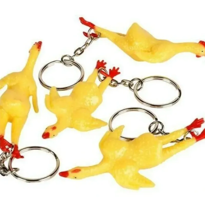 Egpull<12 TOTAL 3" Rubber Stretch Rubber Chicken Key Chain - Gag Gift Joke (1 dozen) - Miniature Marvels: Airplane Models & Painted Dice