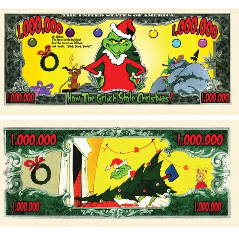 Egpull<100 TOTAL - The Grinch Million Dollar Christmas Play Holiday Bill - Put in Cards - Miniature Marvels: Airplane Models & Painted Dice