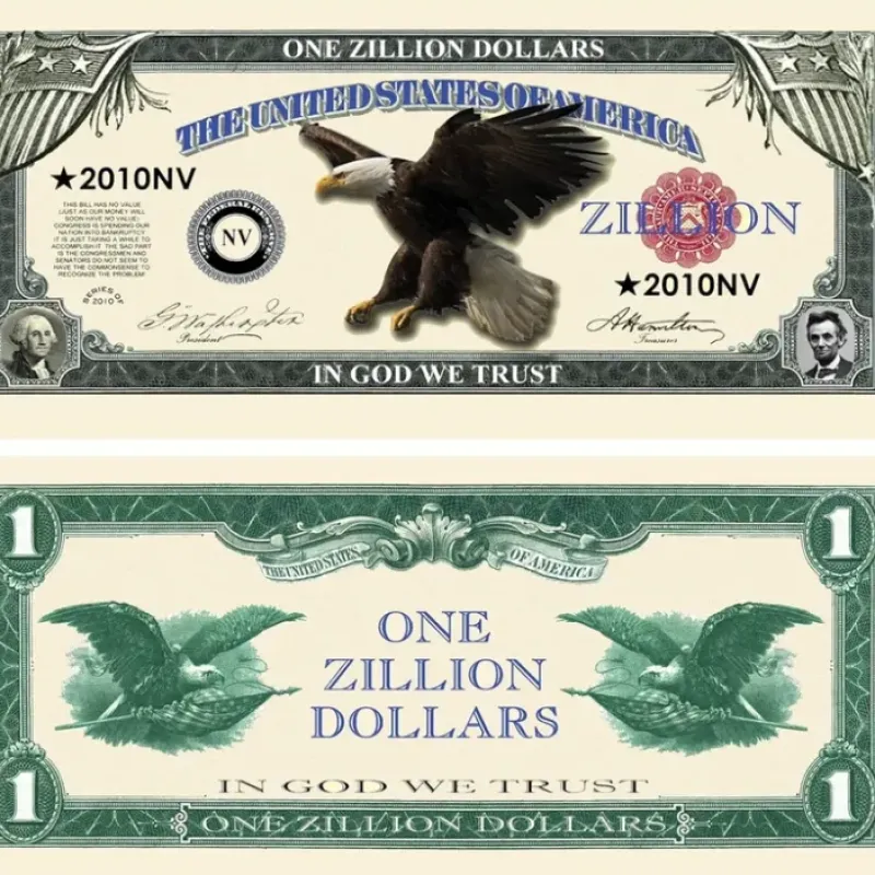 Egpull<1000 TOTAL - Zillion Dollar Eagle Money Bills Party Novelty Fake Casino Poker - Miniature Marvels: Airplane Models & Painted Dice