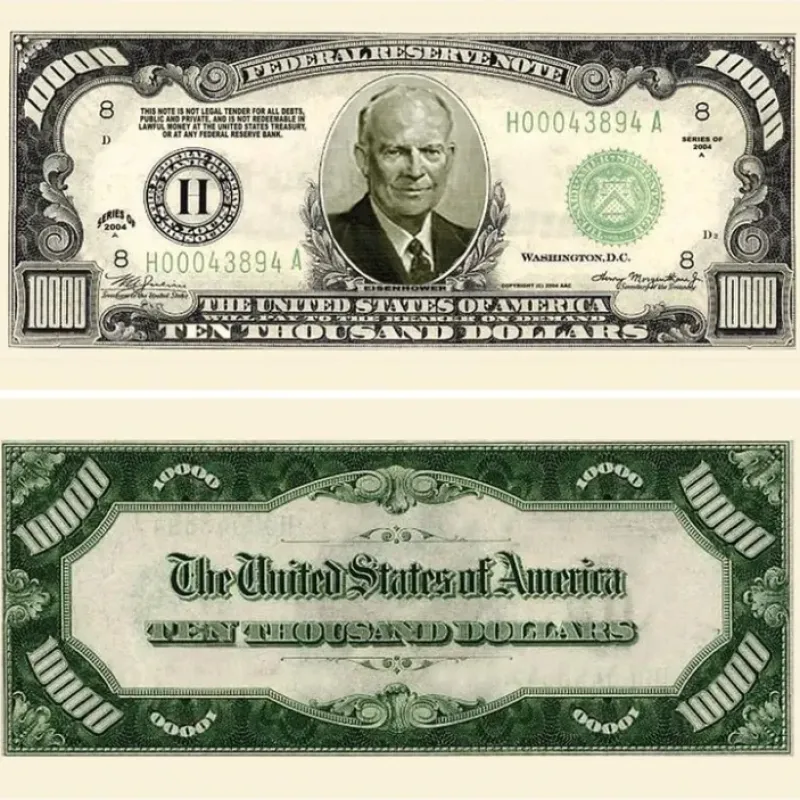 Egpull<100 TOTAL Eisenhower $10,000.00 Ten Thousand Money Bill Party Fake Novelty Play - Miniature Marvels: Airplane Models & Painted Dice