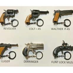 Egpull<6 Vintage Die-Cast Metal Cap Gun Pistol Key Chains - 80's die cast assortment - Miniature Marvels: Airplane Models & Painted Dice