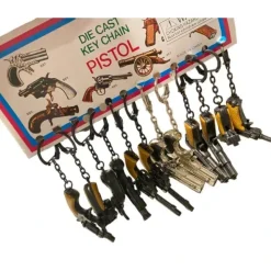 Egpull<12 Vintage 80's mini key chain diecast metal pistol cap gun - die cast display - Miniature Marvels: Airplane Models & Painted Dice