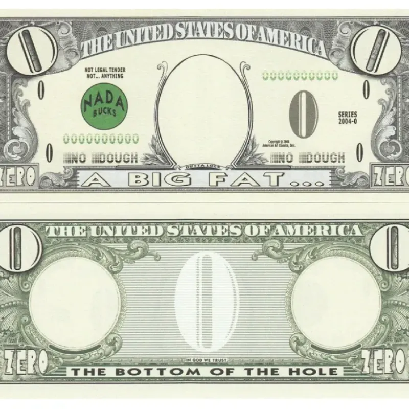 Egpull<100 Zero $ ~ 0.00 Money Dollar Bills ~ FUNNY Novelty Gag Prank Joke WORTHLESS - Miniature Marvels: Airplane Models & Painted Dice