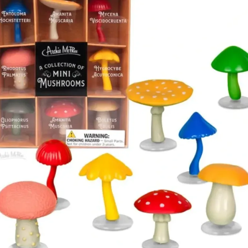 Egpull<A Collection of Mini Garden Mushrooms - 8pc Tiny Fairy Figurines- Archie McPhee - Miniature Marvels: Airplane Models & Painted Dice