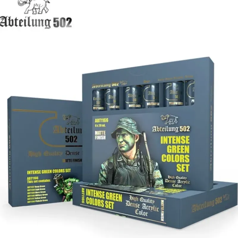 Paint<Abteilung 502: Intense Green Colors Set LTG AK-ABT1166 - Miniature Marvels: Airplane Models & Painted Dice