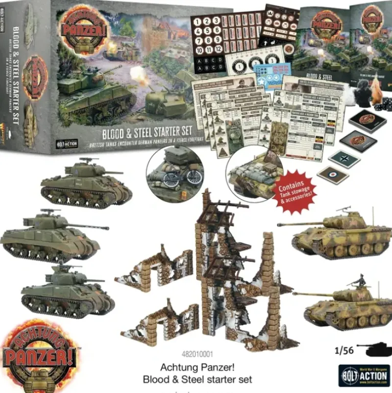 Shop All*Achtung Panzer! - British And German: Blood & Steel Starter Set - Miniature Marvels: Airplane Models & Painted Dice