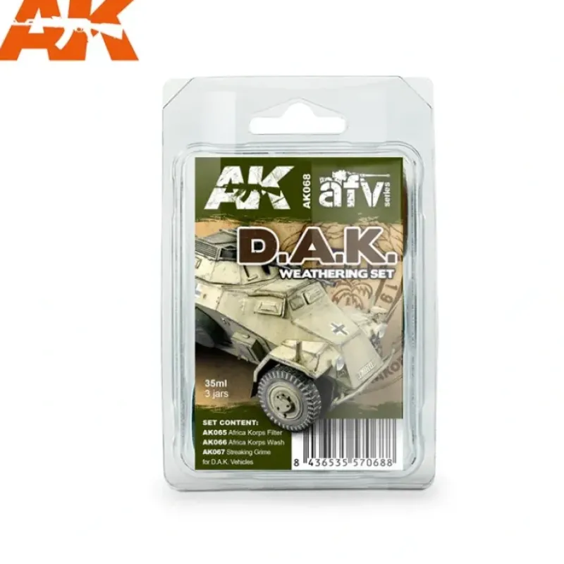 Paint<AFV Series: Afrika Korps Weathering Set LTG AK-068 - Miniature Marvels: Airplane Models & Painted Dice