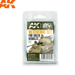 Paint<AFV Series: Weathering Set for Green Vehicles LTG AK-064 - Miniature Marvels: Airplane Models & Painted Dice
