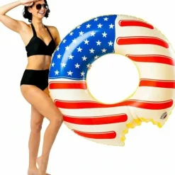 Egpull<Americana Frosted Donut Pool Float - Inflatable USA Flag Blow Up Swimming Tube - Miniature Marvels: Airplane Models & Painted Dice