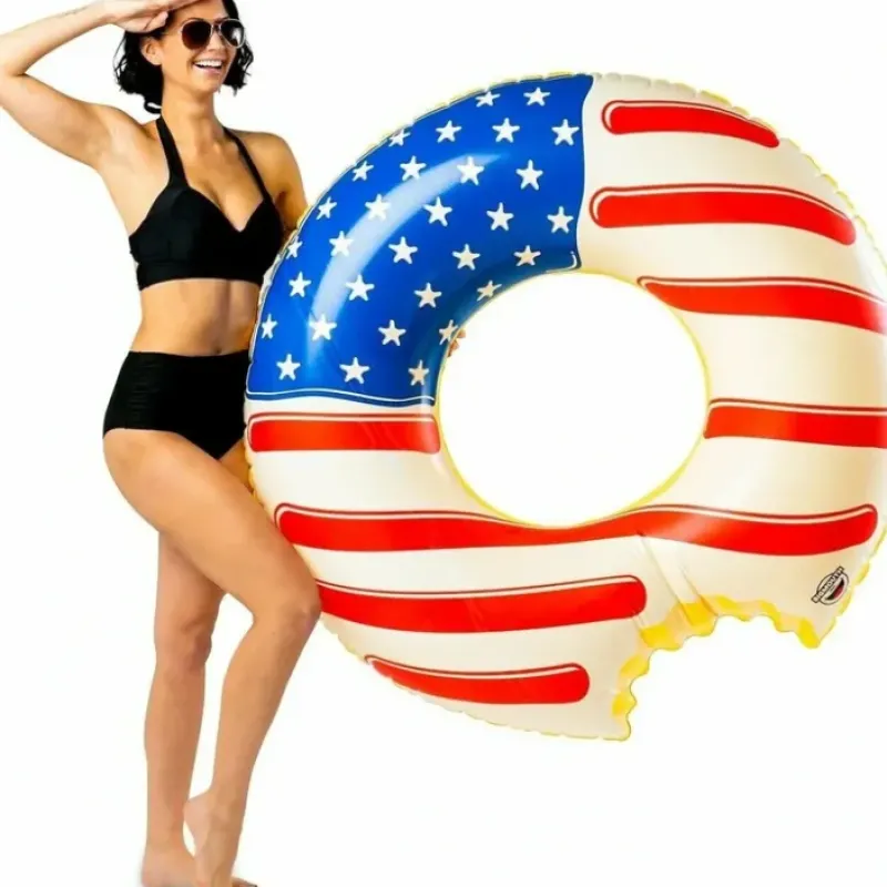 Egpull<Americana Frosted Donut Pool Float - Inflatable USA Flag Blow Up Swimming Tube - Miniature Marvels: Airplane Models & Painted Dice