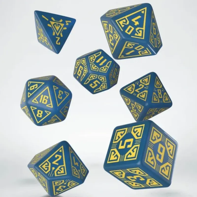 Dice<Arcade Blue & Yellow Dice Set QWS SARC1E - Miniature Marvels: Airplane Models & Painted Dice