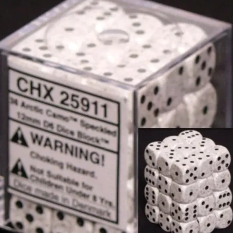 Dice<Arctic Camo: Speckled 36d6 12mm Dice Block CHX 25911 - Miniature Marvels: Airplane Models & Painted Dice