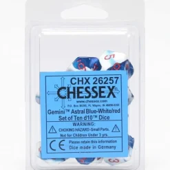 Dice<Astral Blue-White / Red: Gemini d10 Dice Set (10's) CHX 26257 - Miniature Marvels: Airplane Models & Painted Dice