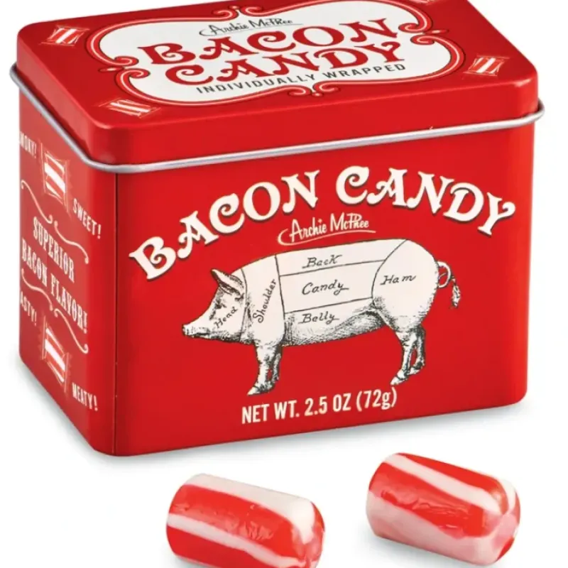 Egpull<Bacon Flavored Candy - Cool Retro Tin Gift Box - Archie McPhee - Miniature Marvels: Airplane Models & Painted Dice