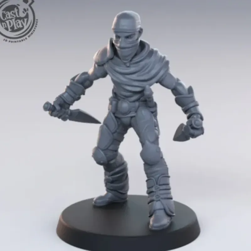 Miniature<Bandit With Daggers - Miniature Marvels: Airplane Models & Painted Dice