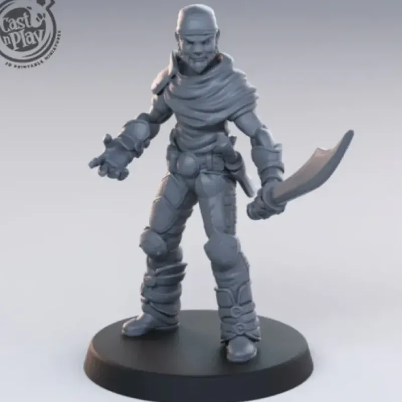 Miniature<Bandit With Scimitar - Miniature Marvels: Airplane Models & Painted Dice