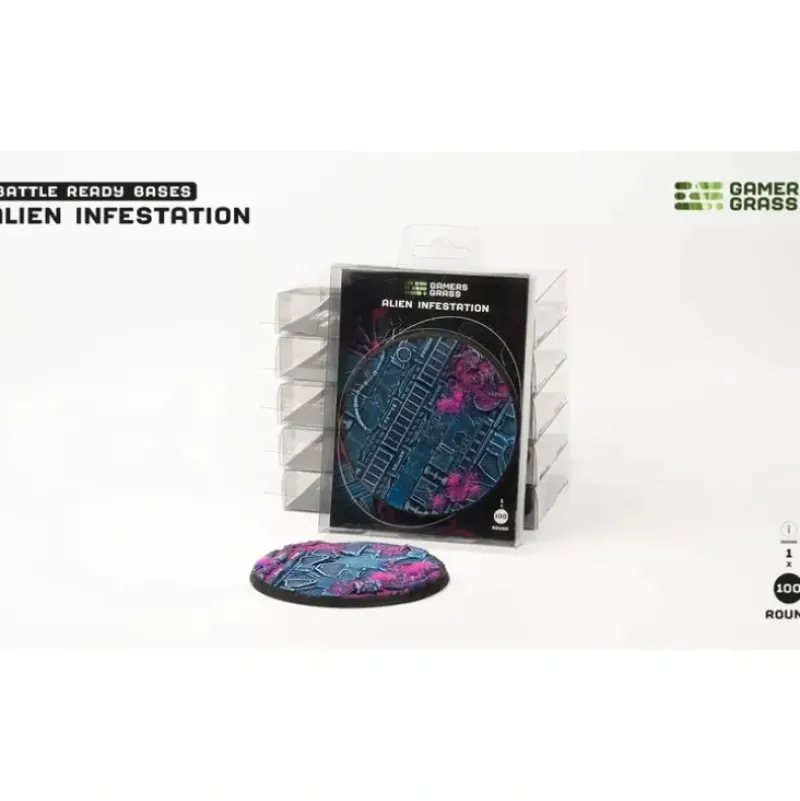 Shop All*Battle Ready Bases - Alien Infestation: Round 100mm (x1) LTG GSG-GGB-AIR100 - Miniature Marvels: Airplane Models & Painted Dice