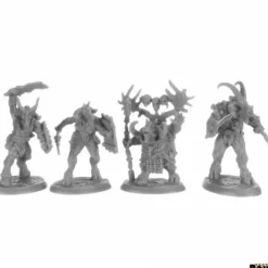 Miniature<Beastmen (4): Bones Black RPR 44152 - Miniature Marvels: Airplane Models & Painted Dice