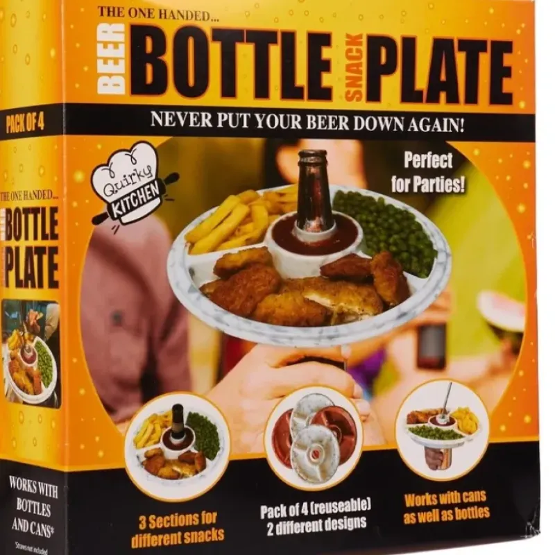 Egpull<BEER BOTTLE SNACK PLATE - Party Food Platter Tray - Fun Way to Drink & Eat! - Miniature Marvels: Airplane Models & Painted Dice