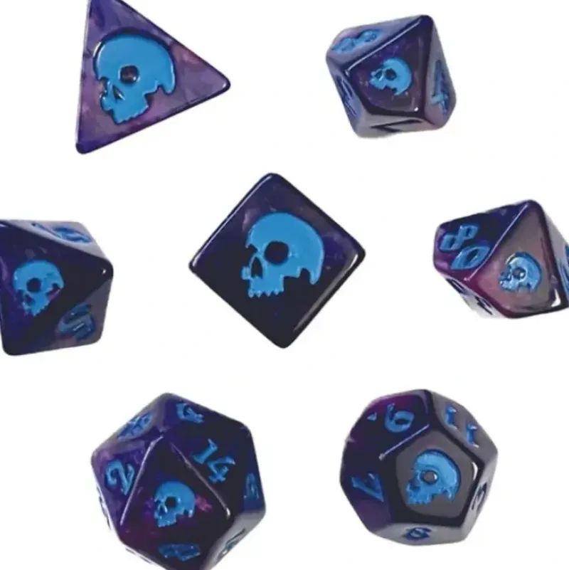 Shop All*Black Oak Workshop - Black Death - Dreadgloom 7 Set of Dice - Miniature Marvels: Airplane Models & Painted Dice