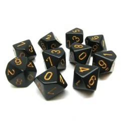 Dice<Black with Gold: Opaque d10 Dice Set (10's) CHX 25228 - Miniature Marvels: Airplane Models & Painted Dice
