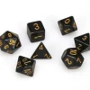 Dice<Black with Gold: Opaque Polyhedral Dice Set (7's) CHX 25428 - Miniature Marvels: Airplane Models & Painted Dice