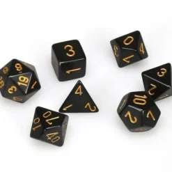 Dice<Black with Gold: Opaque Polyhedral Dice Set (7's) CHX 25428 - Miniature Marvels: Airplane Models & Painted Dice