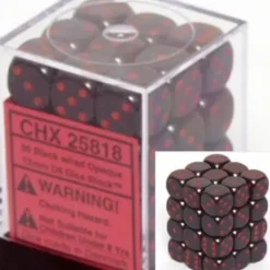 Dice<Black with Red: Opaque 36d6 12mm Dice Block CHX 25818 - Miniature Marvels: Airplane Models & Painted Dice