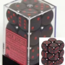Dice<Black with Red: Opaque 12d6 16mm Dice Set CHX 25618 - Miniature Marvels: Airplane Models & Painted Dice