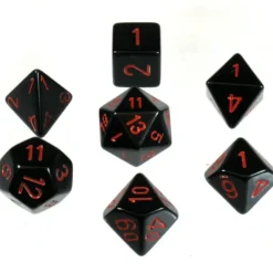 Dice<Black with Red: Opaque Polyhedral Dice Set (7's) CHX 25418 - Miniature Marvels: Airplane Models & Painted Dice
