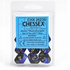Dice<Black-Blue with Gold: Gemini d10 Dice Set (10's) CHX 26235 - Miniature Marvels: Airplane Models & Painted Dice